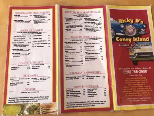Menu photo 1 Nicky D's Coney Island Warren, MI Menu photo 1 Nicky D's Coney Island Warren, MI