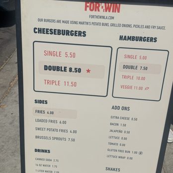 For The Win - July 2026 menu - Burgers Near Me - San Diego, California