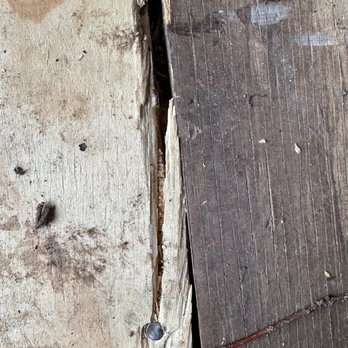 Best Address - Brand new (cheap) plywood laid down with jagged edges, peeled top layer, poorly measured. Should have used marine grade plywood to match. - Painters Near Me Best Address - Brand new (cheap) plywood laid down with jagged edges, peeled top layer, poorly measured. Should have used marine grade plywood to match. - Painters Near Me