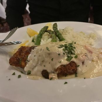The Marshall Field's Walnut Room - Salmon; asparagus and mashed potatoes - American Near Me - Chicago, Illinois The Marshall Field's Walnut Room - Salmon; asparagus and mashed potatoes - American Near Me - Chicago, Illinois