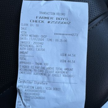 Farmer Boys - Reciept for two French toast combos - Breakfast & Brunch Near Me - Hemet, California