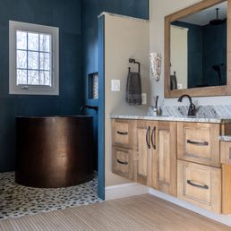 Bathroom with copper soaking tub
