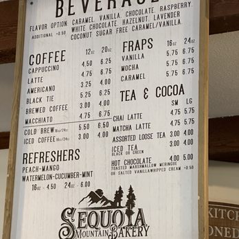 Sequoia Mountain Bakery - Beverage menu - Bakeries Near Me - Kernville, California