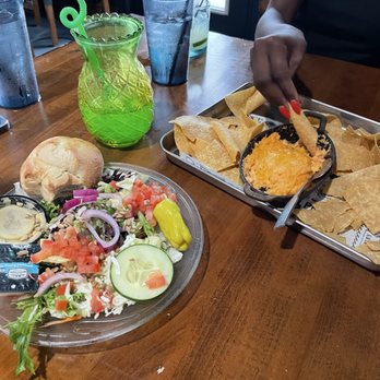 The Social View - side salad / buffalo chicken dip - Burgers Near Me - Indianapolis, Indiana