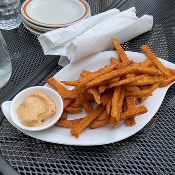 Lighthouse 971 - a plate of french fries and a bowl of dip - Comfort Food Near Me - Toronto, Ontario