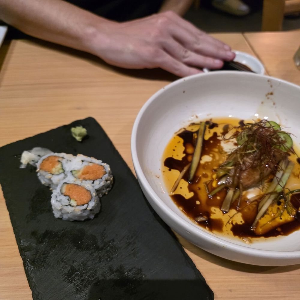 Mai Sushi Tapas Bar - Spicy tuna roll + Hamachi that was drenched in soy sauce.. - Sushi Bars Near Me - Coral Gables, Florida Mai Sushi Tapas Bar - Spicy tuna roll + Hamachi that was drenched in soy sauce.. - Sushi Bars Near Me - Coral Gables, Florida