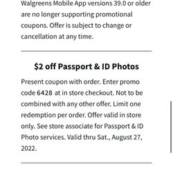 Walgreens - $2 off Passport & ID Photos from Walgreen website