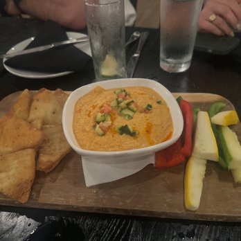 Park 82 - Hummus plate - chips were so delish but serving raw zucchini and squash was not the move. - American Near Me - Atlanta, Georgia