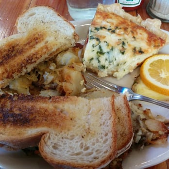 The Maple Counter Cafe - Quiche du jour with roasted red pepper, zucchini, swiss and gruyere. Comes with side of breakfast potatoes and toast. - Breakfast & Brunch Near Me - Walla Walla, Washington The Maple Counter Cafe - Quiche du jour with roasted red pepper, zucchini, swiss and gruyere. Comes with side of breakfast potatoes and toast. - Breakfast & Brunch Near Me - Walla Walla, Washington