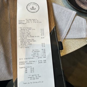 The Lodge Annapolis - Receipt - American Near Me - Annapolis, Maryland