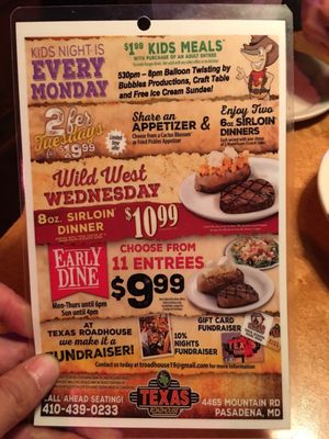 Menu photo 2 Texas Roadhouse Pasadena, MD Menu photo 2 Texas Roadhouse Pasadena, MD