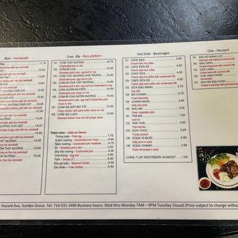 Pho 79 Restaurant - Menu - back - Vietnamese Near Me - Westminster, California
