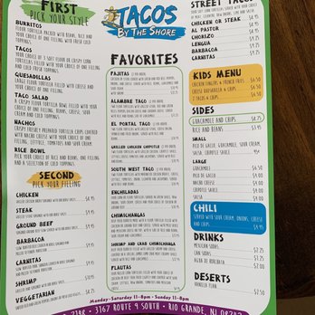 Tacos by the Shore - Menu as of 4/26/19 - Mexican Near Me - Rio Grande, New Jersey