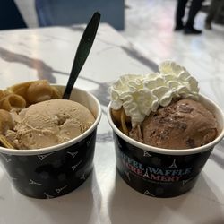 Eiffel Waffle - Two kiddies cups - salted caramel and brownie bliss