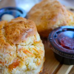 The Rooster - Biscuits, rhubarb jam, butter