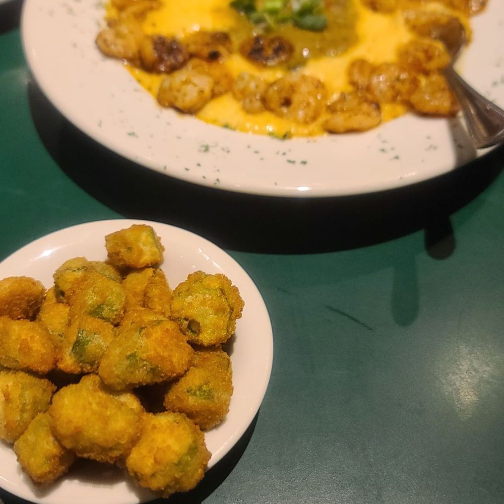 Wintzell's Oyster House - Shrimp and grits and fried okras. - Seafood Near Me - Mobile, Alabama Wintzell's Oyster House - Shrimp and grits and fried okras. - Seafood Near Me - Mobile, Alabama