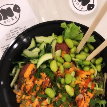Ono Poke - a bowl of food with chopsticks in it - Poke Near Me - Houston, Texas Ono Poke - a bowl of food with chopsticks in it - Poke Near Me - Houston, Texas