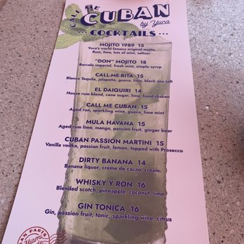 Call Me Cuban - Cocktails menu - Cuban Near Me - Miami Beach, Florida Call Me Cuban - Cocktails menu - Cuban Near Me - Miami Beach, Florida