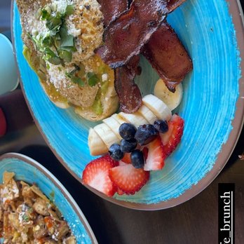 Atticus Cafe - Avocado toast with a side of fruit and turkey bacon - Breakfast & Brunch Near Me - Anaheim, California Atticus Cafe - Avocado toast with a side of fruit and turkey bacon - Breakfast & Brunch Near Me - Anaheim, California