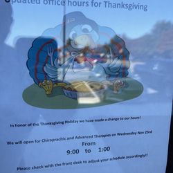 Planet Wellness Chiropractic - Business hours for the week of Thanksgiving