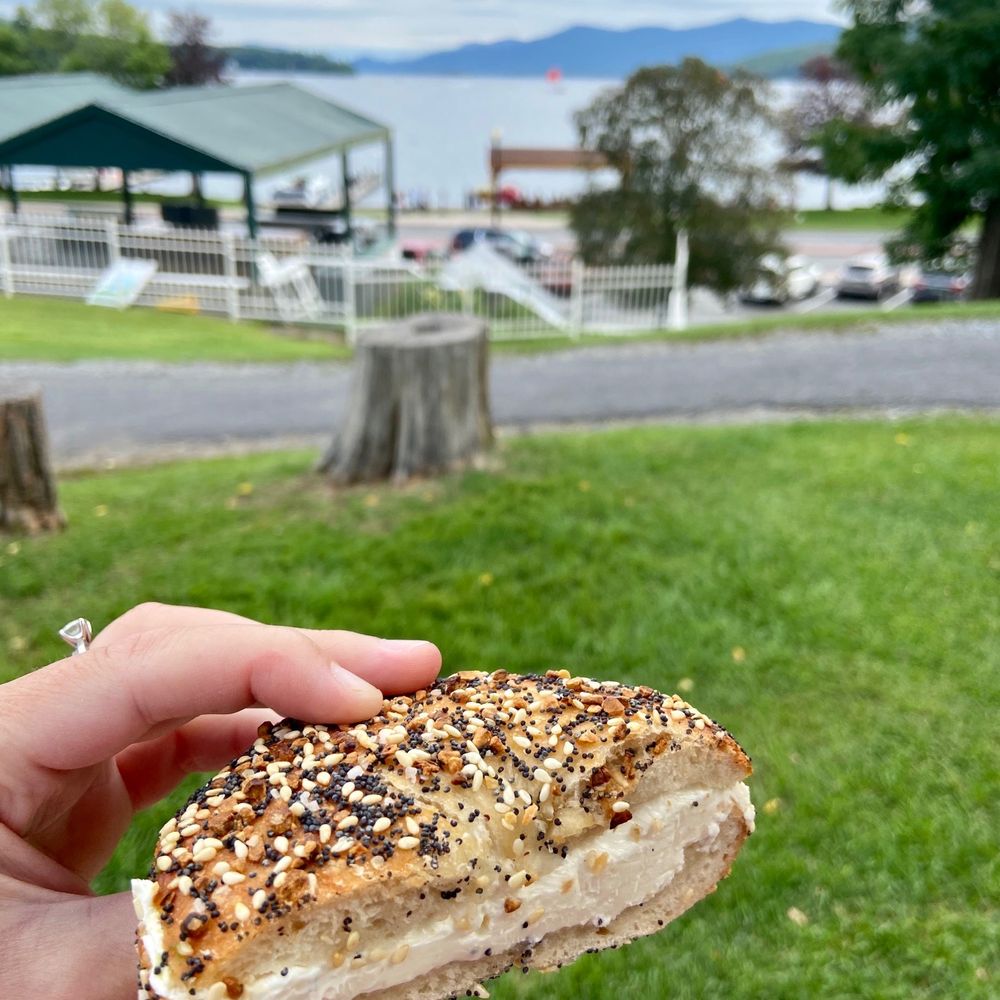 Bear’s Cup - Rolled everything bagel with plain cream cheese - Coffee & Tea Near Me - Bolton, New York Bear’s Cup - Rolled everything bagel with plain cream cheese - Coffee & Tea Near Me - Bolton, New York