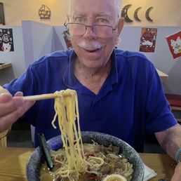 My father enjoys the beef ramen dish after a full day sailing. My father enjoys the beef ramen dish after a full day sailing.