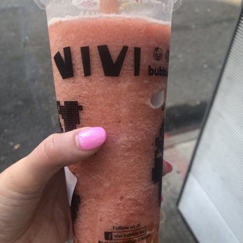 ViVi Bubble Tea - Strawberry slush with mango popping boba - Bubble Tea Near Me - New York, New York