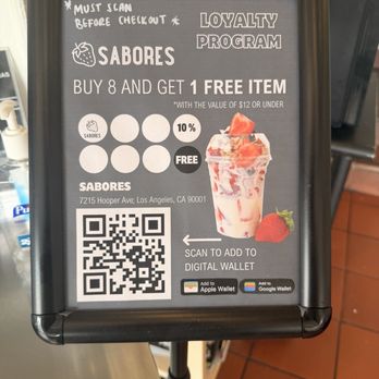 Sabores - Loyalty program bar code - Shaved Ice Near Me - Los Angeles, California Sabores - Loyalty program bar code - Shaved Ice Near Me - Los Angeles, California