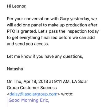 LA Solar Group - 4/19/2019 WHEN THEY SAID THEY NEEDED TO INSTALL A PANEL FOR UNDERPRODUCTION - Solar Installation Near Me - Sun Valley, California