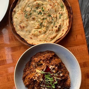 Zaika - Garlic Naan and Lamb Pepper Fry - Indian Near Me - Seattle, Washington