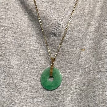 Tina's Jewelry - Gold figaro chain and jade pendant - Jewelry Near Me - Rowland Heights, California Tina's Jewelry - Gold figaro chain and jade pendant - Jewelry Near Me - Rowland Heights, California