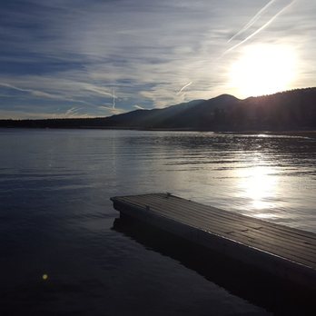 Big Bear Vacations - This property has lake access. Sunrise over the lake before the snow fell. - Vacation Rentals Near Me - Big Bear Lake, California