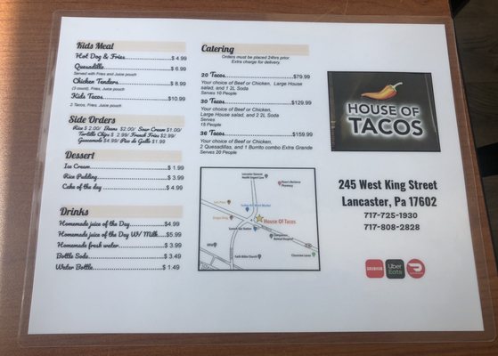 Menu photo 2 House of Tacos Mount Joy, PA Menu photo 2 House of Tacos Mount Joy, PA