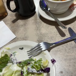 Nicely's - Salad and cup of chicken noodle soupl
