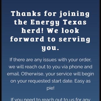 Energy Texas - Online order months in advance, so far no issues (the good ol'days...) - Electricity Suppliers Near Me - Houston, Texas Energy Texas - Online order months in advance, so far no issues (the good ol'days...) - Electricity Suppliers Near Me - Houston, Texas