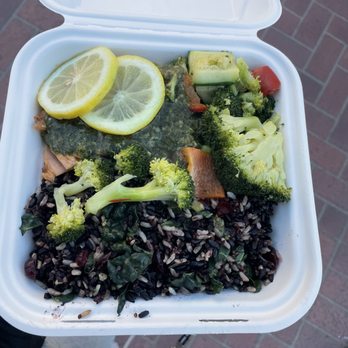 Brown's - lunch plate (grilled salmon, chimichurri, heirloom grains, vegetable medley) - American Near Me
