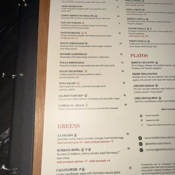 Telefèric Barcelona - Menu - Spanish Near Me - Scottsdale, Arizona