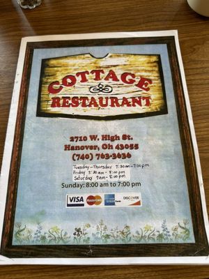 Menu photo 2 Cottage Restaurant Newark, OH Menu photo 2 Cottage Restaurant Newark, OH