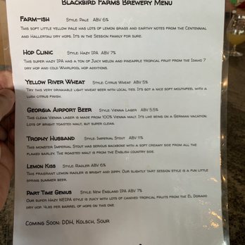Blackbird Farms Brewery - Menu - Breweries Near Me - Lilburn, Georgia Blackbird Farms Brewery - Menu - Breweries Near Me - Lilburn, Georgia
