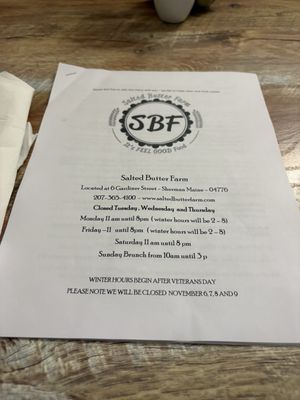 Menu photo 2 Salted Butter Farm Sherman, ME Menu photo 2 Salted Butter Farm Sherman, ME