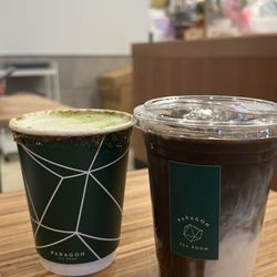 Paragon Tea Room - Salted kinako genmaicha + hojicha latte