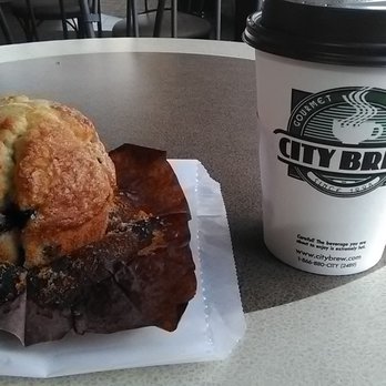 City Brew - Hot chocolate with whipped cream and a blueberry muffin. - Coffee & Tea Near Me - Casper, Wyoming
