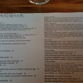 All'Acqua - Dinner menu - Italian Near Me - Los Angeles, California