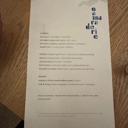 Pre-fixe menu