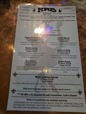 Menu photo 1 MRB Bar And Restaurant New Orleans, LA Menu photo 1 MRB Bar And Restaurant New Orleans, LA