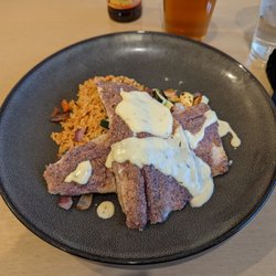Blue Corn crusted Rainbow Trout, pleasantly surprised that it was served skin on!