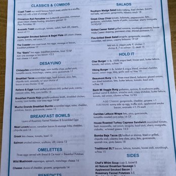 Beaumont's - Breakfast menu - Bars Near Me - La Jolla, California