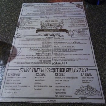 BnR Country - Back of Menu - American Near Me - Mabank, Texas BnR Country - Back of Menu - American Near Me - Mabank, Texas