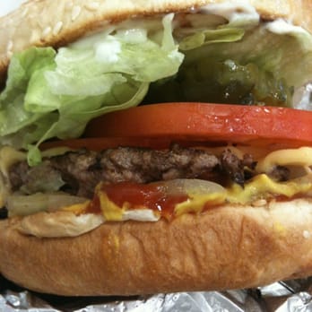 Five Guys - Small hamburger - one patty with the works - Fast Food Near Me - Toronto, Ontario Five Guys - Small hamburger - one patty with the works - Fast Food Near Me - Toronto, Ontario