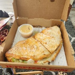 Jet's Pizza - Italian deli boat came with a dipping sauce, no extra charge.